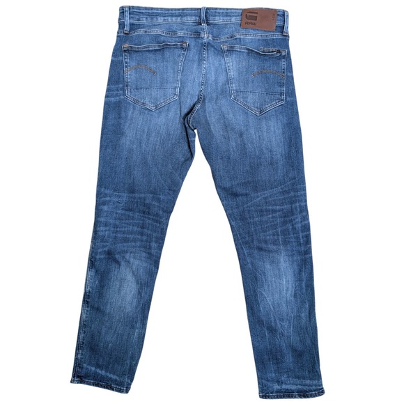 G-Star RAW 3301 Straight Tapered Jeans Mens 36x30 Button Fly Blue Denim - Picture 1 of 8